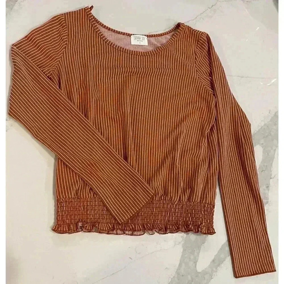 Sienna Sky Dark Orange and White Striped Long Sleeve Women’s Size Small - Picture 1 of 3